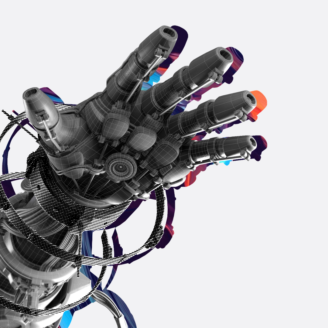 Роботизированная рука иллюстрирует статью про то как составлять ТЗ программисту на установку и настройку Facebook Pixel.