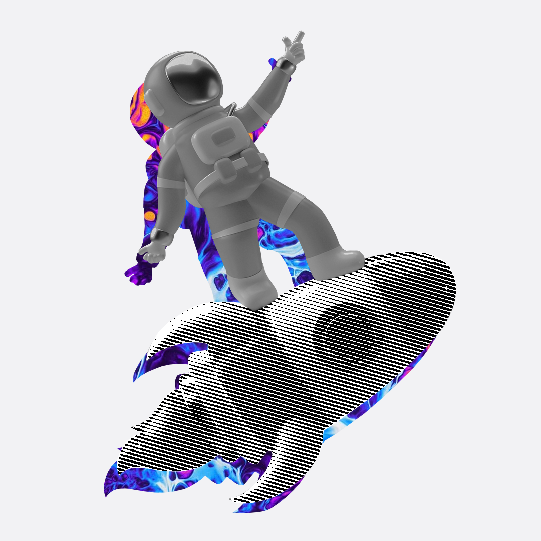 Космонавт на ракете иллюстрирующий статью о старте идеи для бизнеса.