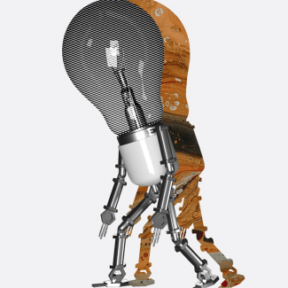 Как использовать теги и метки в каталоге товаров? - 8 Человек-лампа иллюстрирует статью о способах создания названий.